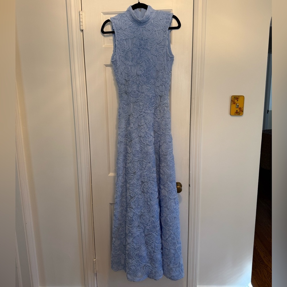 Elegant Blue Sleeveless Maxi Dress